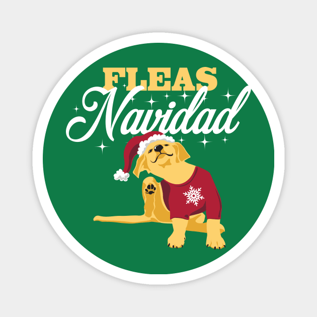 Feliz Navidad Fleas Navidad Yellow Lab Puppy Christmas Magnet by stayfrostybro